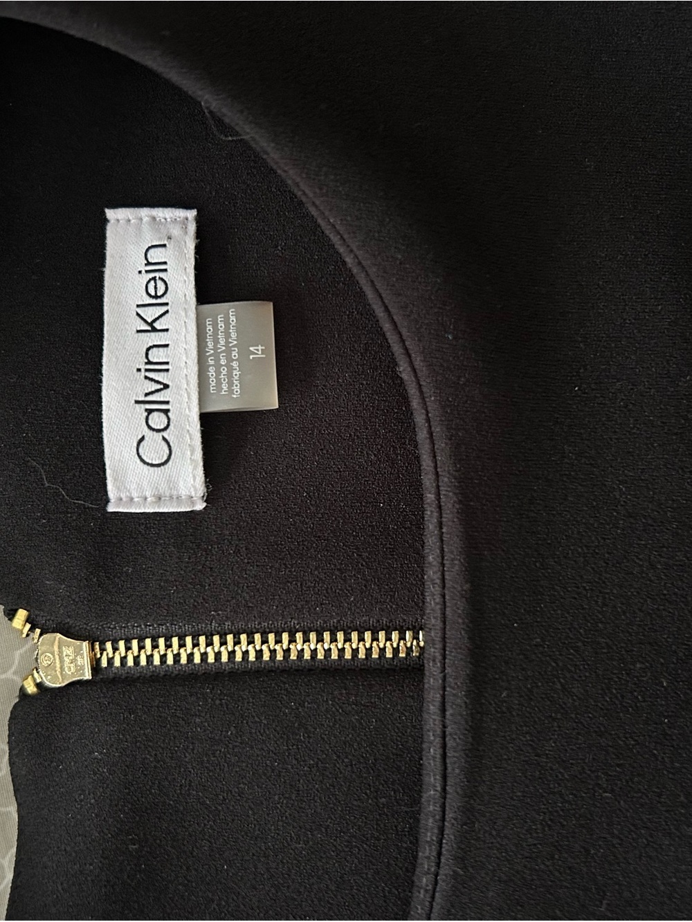 Calvin Klein Black Wide Leg Jumpsuit with Gold Zipper